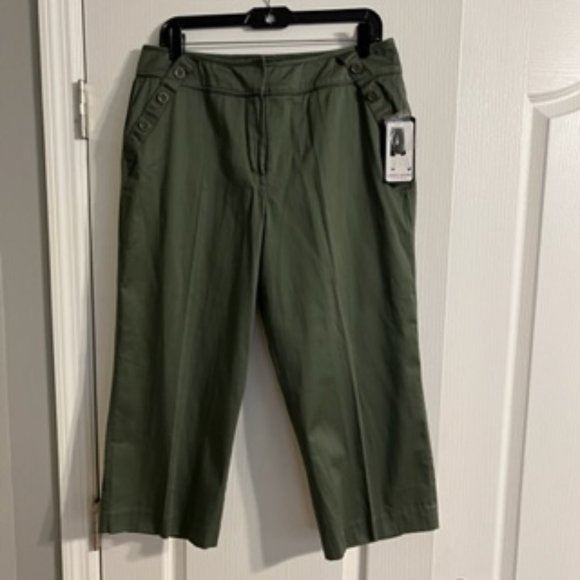 Larry Levine Stretch Crop Pants 12 Color NOA Olive Oil (NWT) - Picture 13 of 15